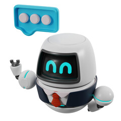 Chatbot with a tie welcoming. 3d illustration.