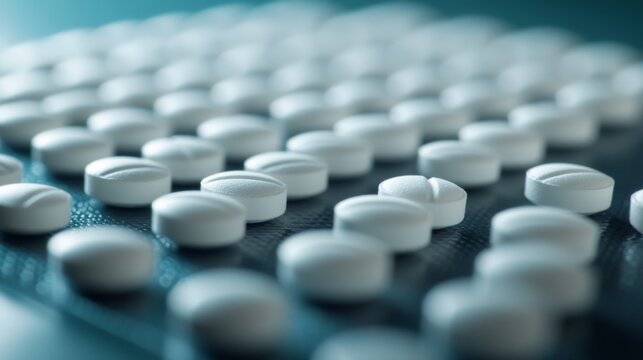 White Pills on Clinical Product Shelf in Medical Environment