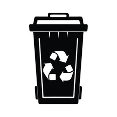 Recycling Bin Silhouette Vector Illustration White Background