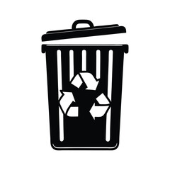 Recycling Bin Silhouette Vector Illustration White Background