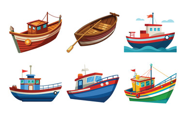 colorful cartoon fishing boat