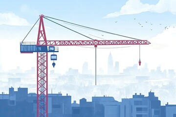Construction crane over cityscape