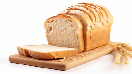 A Loaf bread with bread sliced isolated on white background, Product of wheat.
