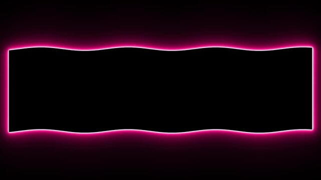 Abstract glowing wavy motion rectangular frame with minimal background effects with neon pink light color animation. Minimal abstract backdrop