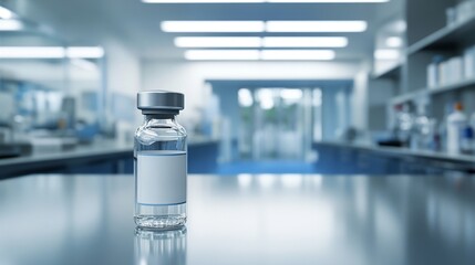 Clear Injection Vial on Hospital Counter in Oncology Unit