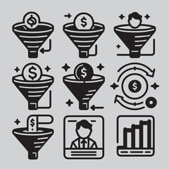 Business strategy icon set vector