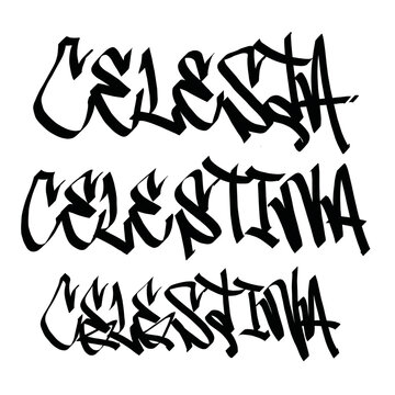 celesta celestina holy name list meaning baptism bible christian religius graffiti handstyle lettering tags black and white logo
