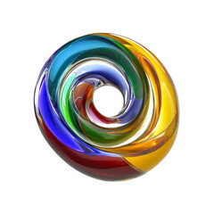 Abstract Swirling Rainbow Glass Orb, Colorful Glass Sculpture, Artistic Glass Design