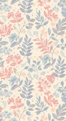 Floral pattern with pink and blue flowers