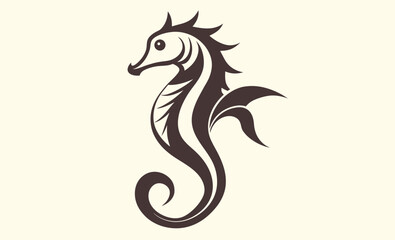 Seahorse line art, Seahorse outline vector, Cartoon seahorse illustration, Marine animal drawing, Ocean creature icon