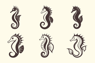 Seahorse line art, Seahorse outline vector, Cartoon seahorse illustration, Marine animal drawing, Ocean creature icon