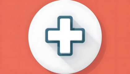 Fototapeta premium Medical cross symbol on white circle against orange background