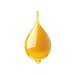 Single Golden Oil Drop, Glossy Liquid, Isolated on Black Background