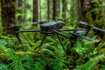 Drone flying over lush forest landscape in nature photography aerial viewpoint exploring wilderness