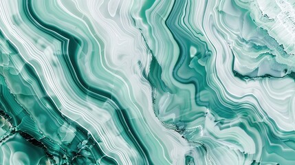 Obraz premium Close-up of wonderful decorative green marble stone texture featuring intricate veining, vibrant patterns, and luxurious natural aesthetics, perfect for high-end interior design, artistic decoration, 