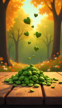 Pumpkin Seeds Animated with Heart Icons &ndash; Healthy Snack Concept, Love for Superfoods, Wellness and Nutrition Theme