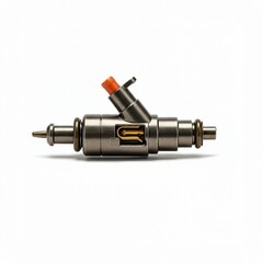 Detailed Close-up of a Gray Automotive Fuel Injector