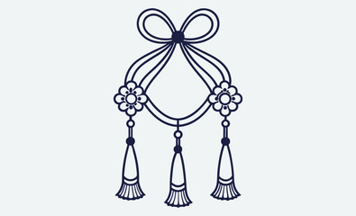 Lace Curtain Tieback Outline Silhouette, Lace curtain silhouette, Window drape icon, Curtain tieback vector