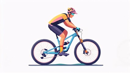 Obraz premium Dynamic Mountain Biker in Action A Vibrant Illustration