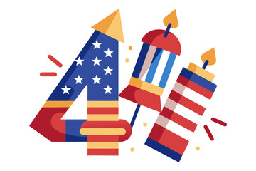 Obraz premium Fourth of July Firecracker Explosion Vector