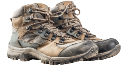 Muddy boots on a colorful floor, an image of outdoor adventures and rustic charm