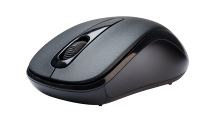 Modern wireless computer mouse on textured plaid fabric, a closeup view of technology and design