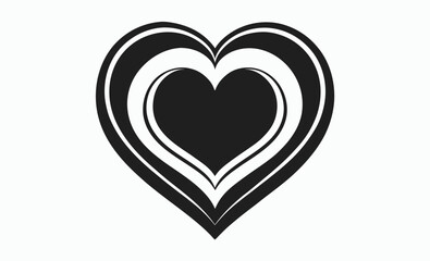 Heart shape silhouette, Decorative heart icon, Black heart vector, Love symbol graphic