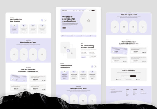 Modern Agency Landing Page Wireframe UI Design Layout