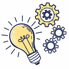 Bright idea gears innovation creativity solution concept