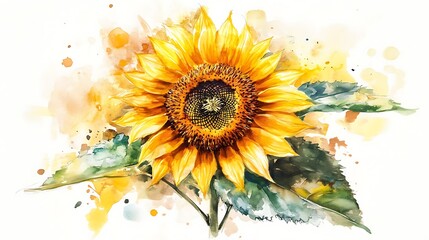 Watercolor sunflower illustration