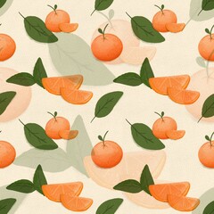 Seamless fruit pattern, orange pattern, suitable for use with products that need to convey a bright message, such as printed fabric, wallpaper or packaging.
