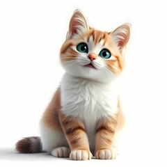 Fototapeta premium Adorable orange kitten with blue eyes isolated