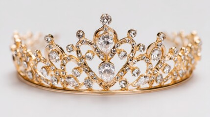 Golden crown studded with gems for beauty pageant winners and royal celebrations