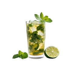 Refreshing Mint Julep Cocktail in Highball Glass with Lime