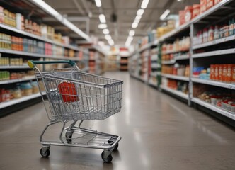 Small house model inside a supermarket shopping trolley ,  retail,  miniature house