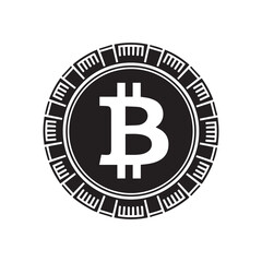 Obraz premium Bitcoin icon Crypto currency virtual electronic internet money coin logo Vector illustration. Simple Black and White Bitcoin Symbol Graphic. A clean, bold graphic of the Bitcoin symbol (₿).
