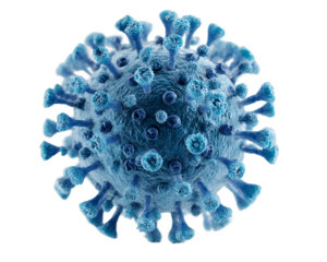 Detailed 3D Render of a Blue Virus on Transparent Background, PNG
