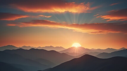 Serene Sunset Over Rolling Mountain Ranges