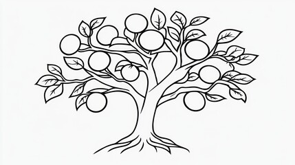 Obraz premium Family tree illustration, blank circles for names, white background, genealogical chart