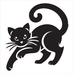 Fototapeta premium Playful Cat Silhouette in a Crouching Pose
