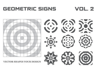 Eight Trendy Minimalist Shapes: A Collection of Simple Geometric Vector Logo Emblems for Your Design