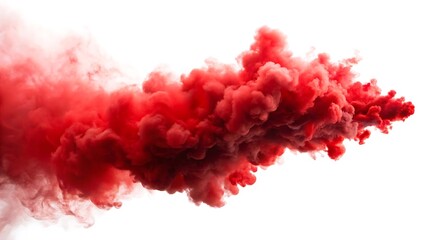 Red fog or smoke isolated on white background