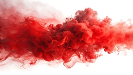 Red fog or smoke isolated on white background