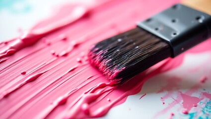 Fototapeta premium Pink paint brush stroke artistic abstract background