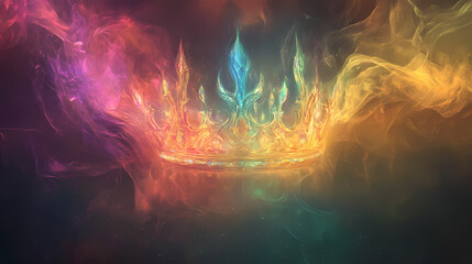 Obraz premium Energy of fractal realms background design. [Glass Realms] | Prism Majesty | spectral crown. Illustration