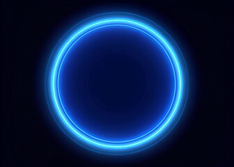 Obraz premium Shine blue neon circle frame for design isolated on white background