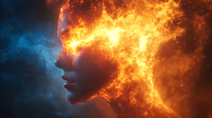 Bright burst of energy radiating from within human silhouette representing inner vitality 