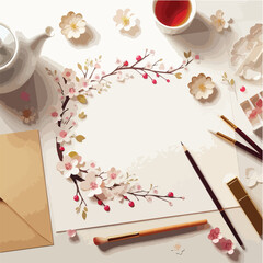 simple background with pink cherry blossom theme full of beauty