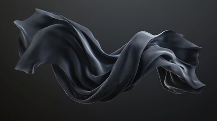 Naklejka premium Dark fabric flowing, studio background, elegant drape, design element