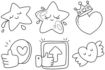 Cute icons like stars and hearts express love and positivity on social media, making interactions more engaging and fun